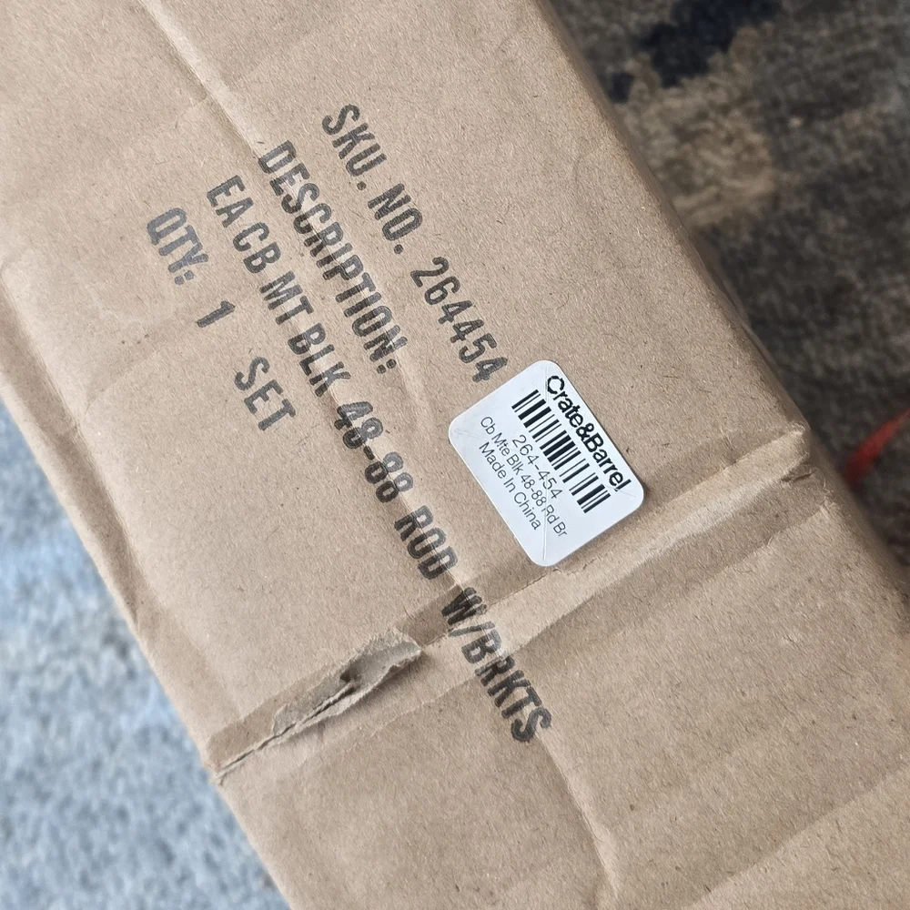 Crate&Barrel Black Curtain Rod Brackets Set 48-88 Inches Inches